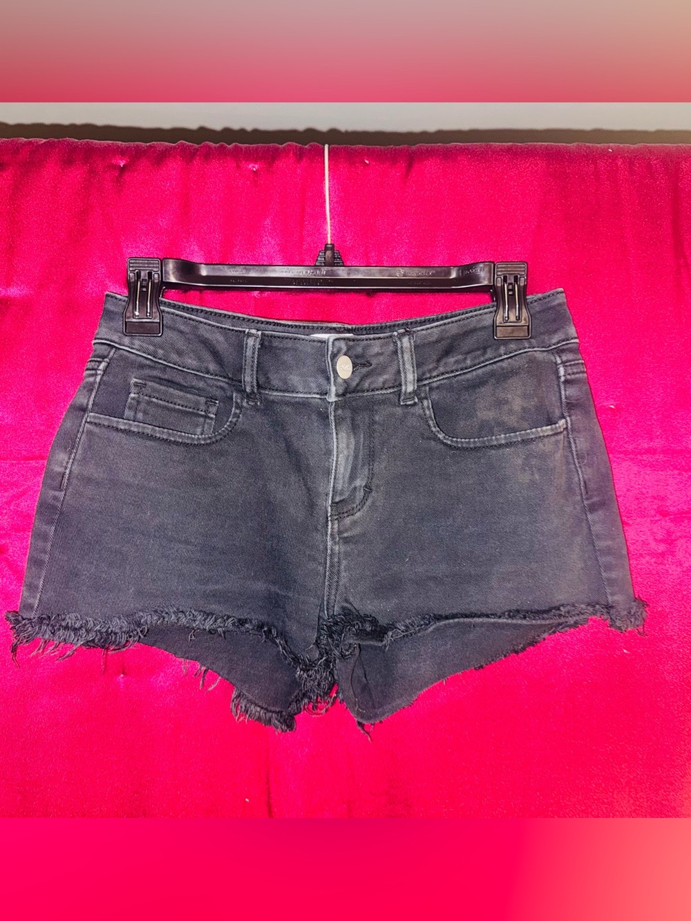 👑 Size 4 Sexy VS PINK Victoria's Secret Black Distressed Denim Shorts